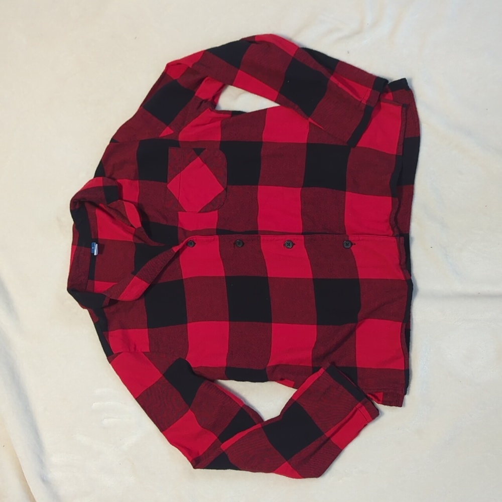 Old Navy woman's Red And Black Plaid pajama top size medium